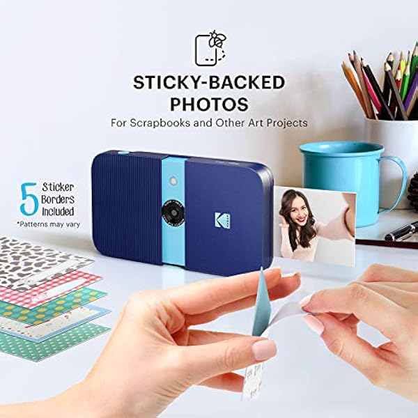 KODAK Smile Instant Print Digitale Camera - Slide-Open 10Mp Camera W/2X3 Zink Printer, Scherm, Vaste Focus, Auto Flash En Foto Bewerken - Zwart/Wit